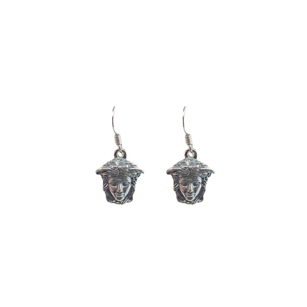 Sterling Silver Medusa Dangle Earrings: Greek Mythology Jewelry