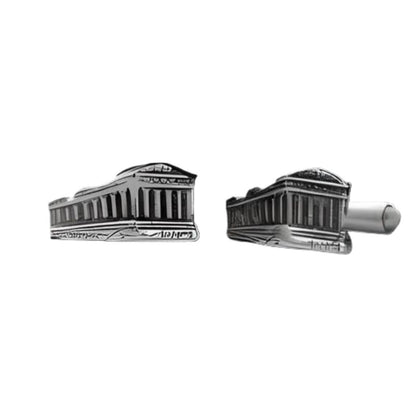 Parthenon Cufflinks: Acropolis Silver Greek Temple Design