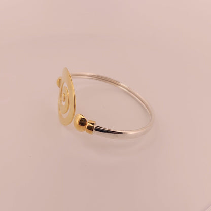Gold Plated Spiral Bangle Bracelet: Greek Key Meander Design