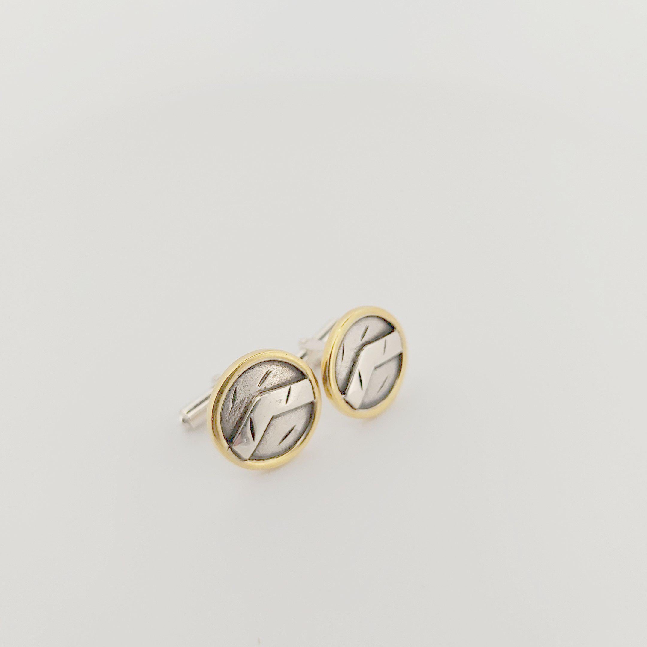Spartan Shield Cufflinks: Gold & Silver Lambda Design, Greek History