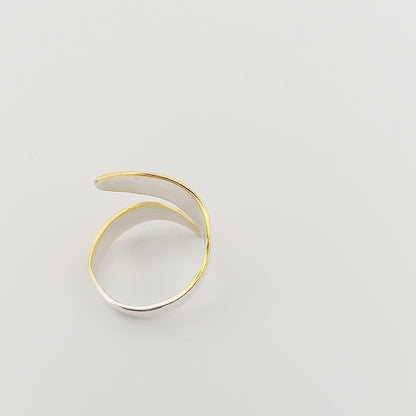 Gold Plated Adjustable Leaf Ring, Greek History Inspired Statement Ring, Ancient Motif