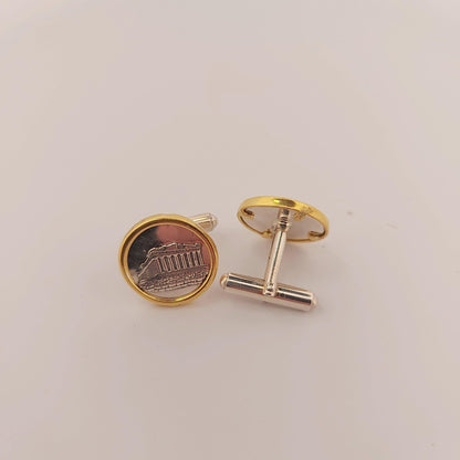 Parthenon Cufflinks: Silver & Gold Plated Acropolis Design