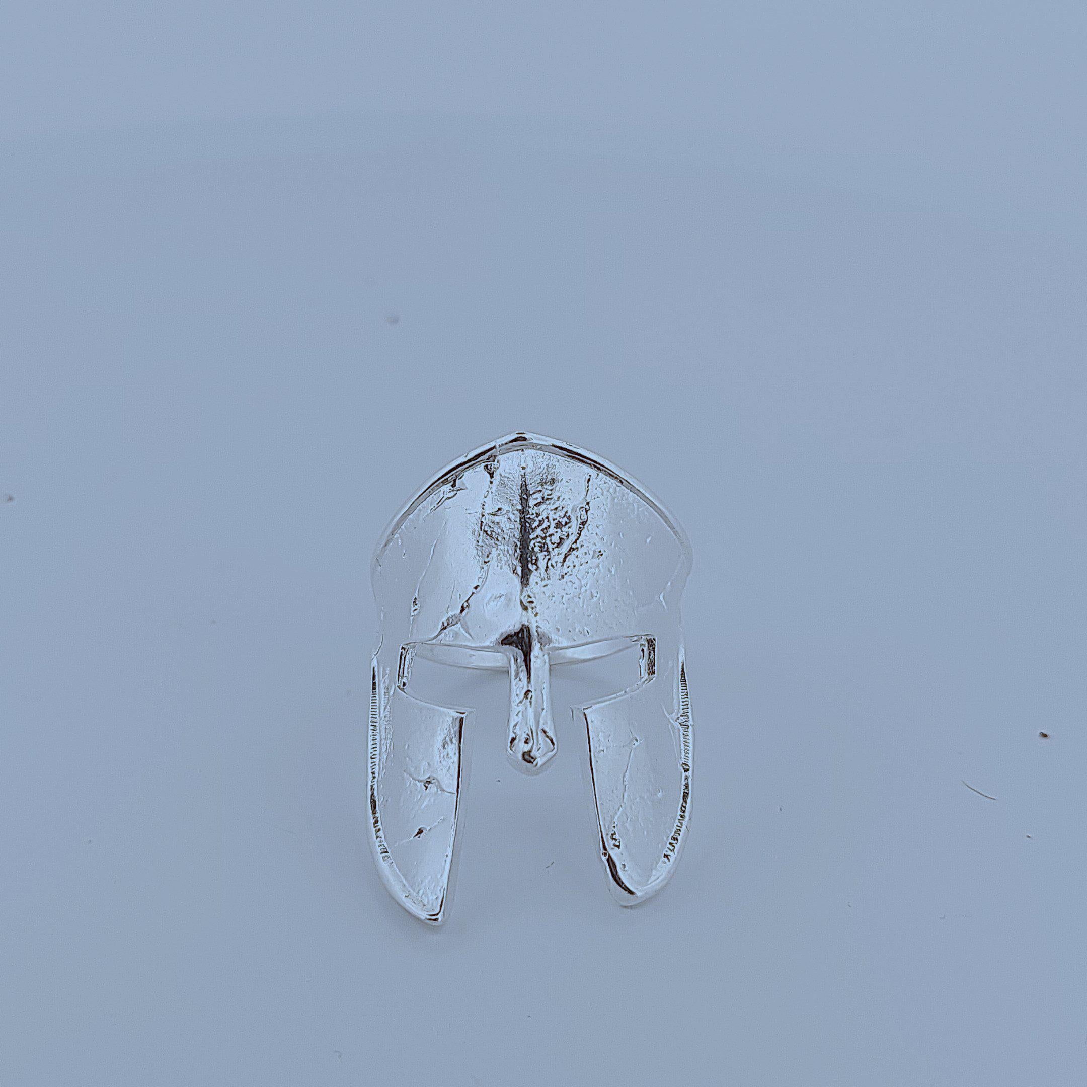 Men's Spartan Warrior Helmet Ring, Sterling Silver, Ancient Greek Design