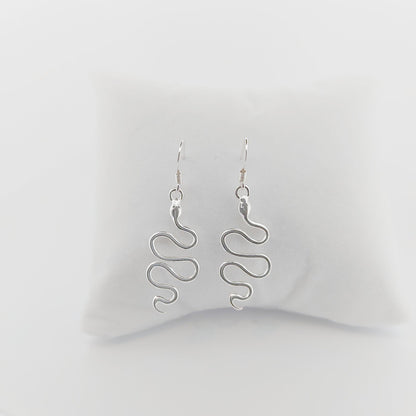 Sterling Silver Snake Dangle Earrings: Mythological Serpent Design
