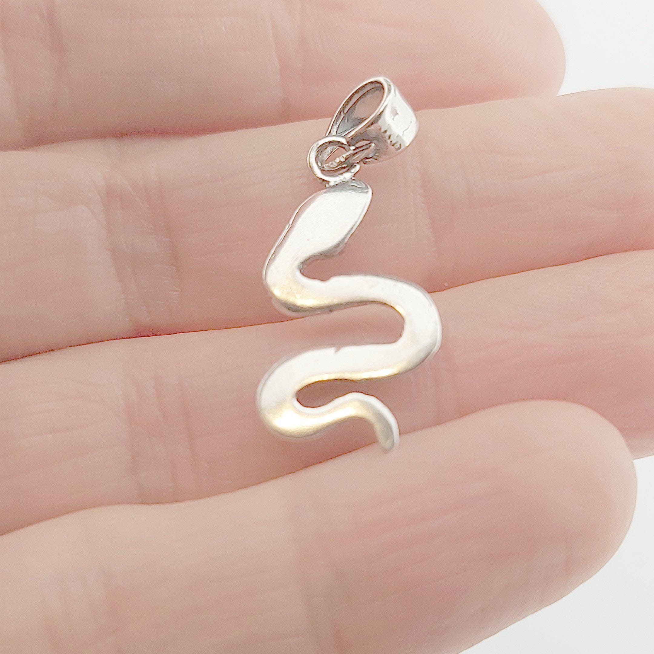 Sterling Silver Snake Pendant: Greek Serpentine Design, 2 inch Charm