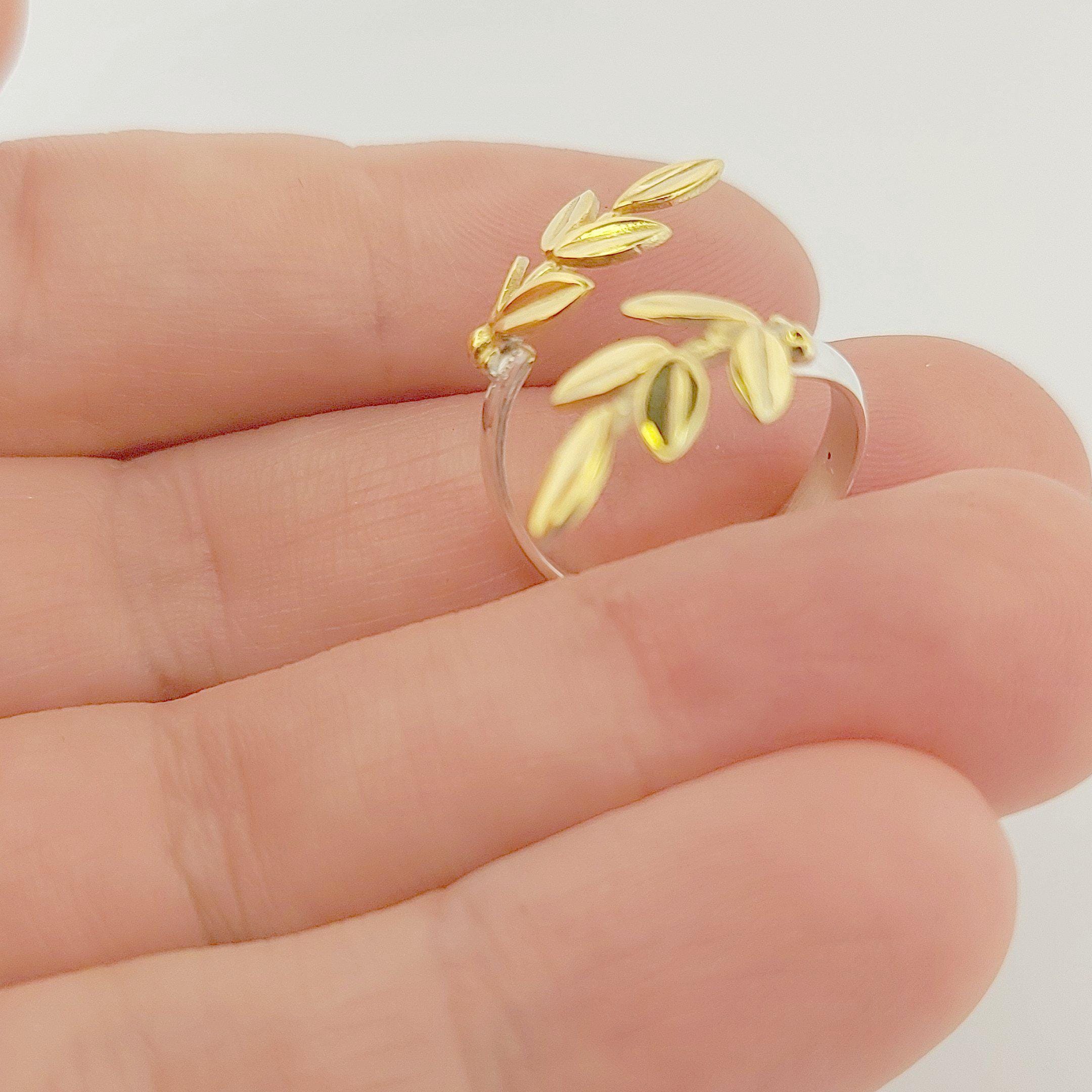 Olive Leaf Ring, Silver Gold Plated, Greek Inspired Statement Ring
