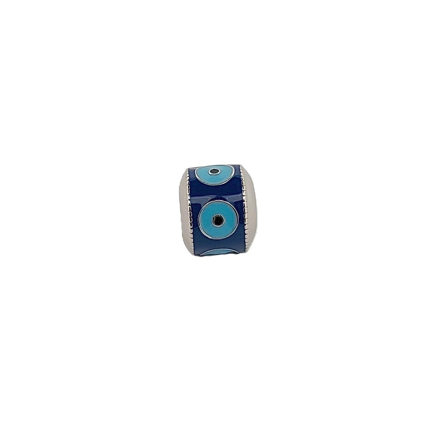 Evil Eye Charm Bead: Blue Enamel, Sterling Silver, Fits Pandora
