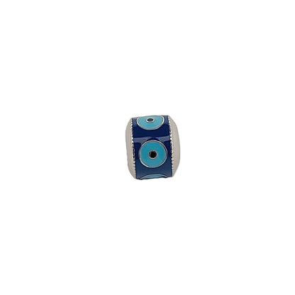 Evil Eye Charm Bead: Blue Enamel, Sterling Silver, Fits Pandora