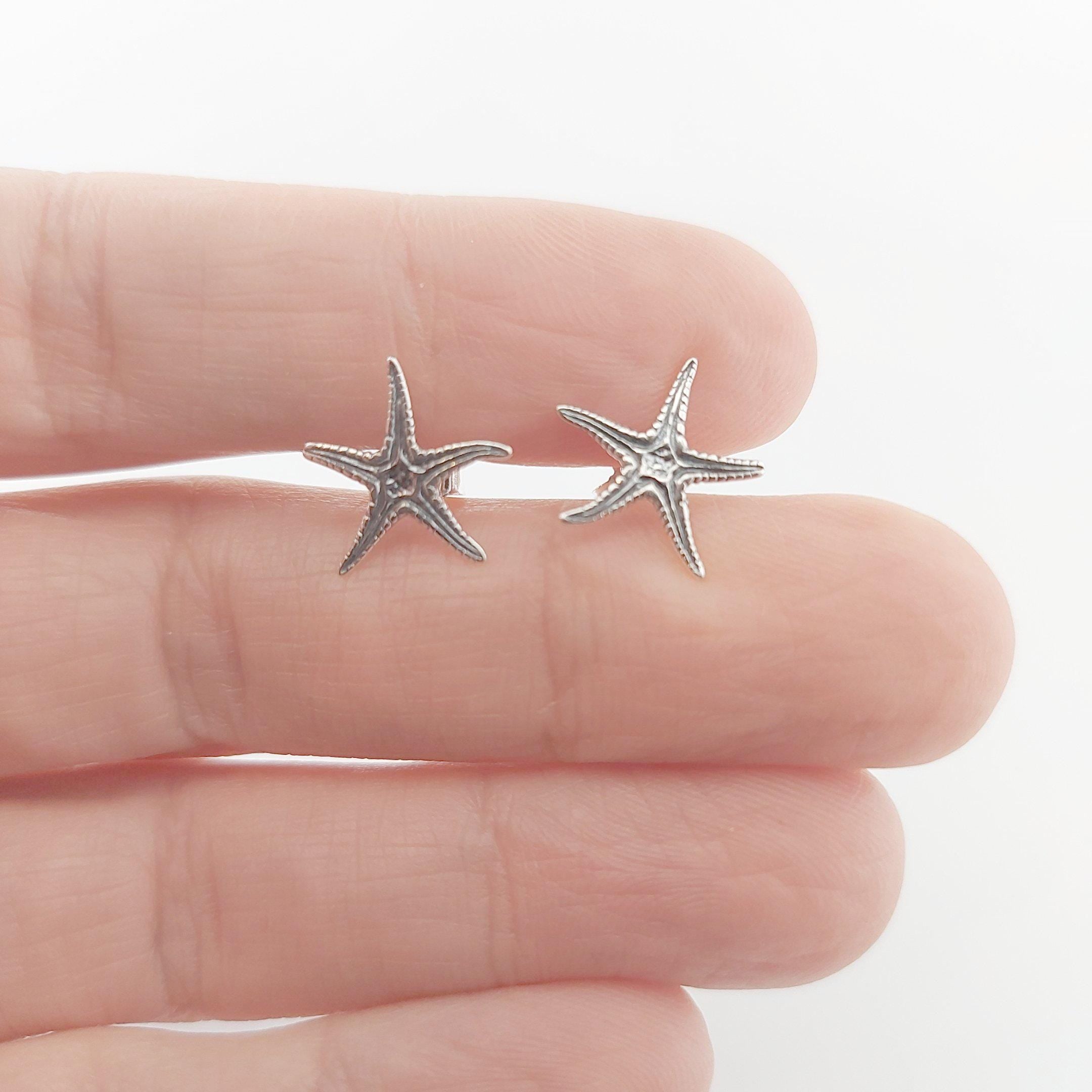 Sterling silver starfish stud earrings jewelry