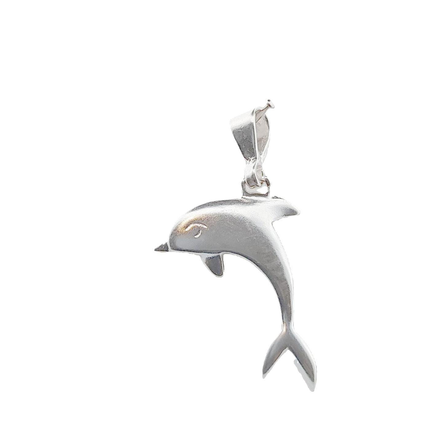 Silver Dolphin Pendant Necklace Sterling Silver Greek Jewelry Ocean Animal Gift