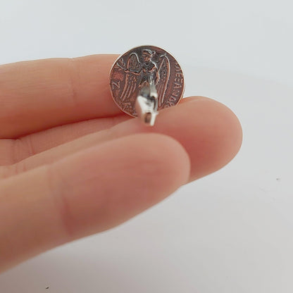 Sterling Silver 925 Ancient Greek Athena Coin Cufflinks, Round, Men's