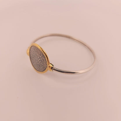 Gold-Plated Phaistos Disc Bracelet: Sterling Silver Ancient Minoan Jewelry