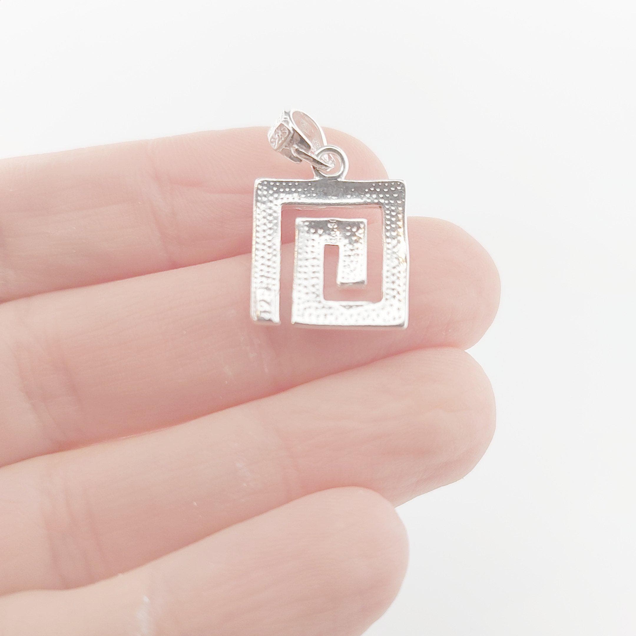 Sterling Silver Greek Key Pendant Necklace: Ancient Meander Motif