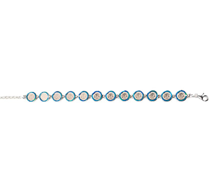 Sterling Silver Phaistos Disc Bracelet: Blue Opal Ancient Greek Jewelry