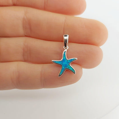 Sterling Silver 925 Blue Opal Starfish Pendant