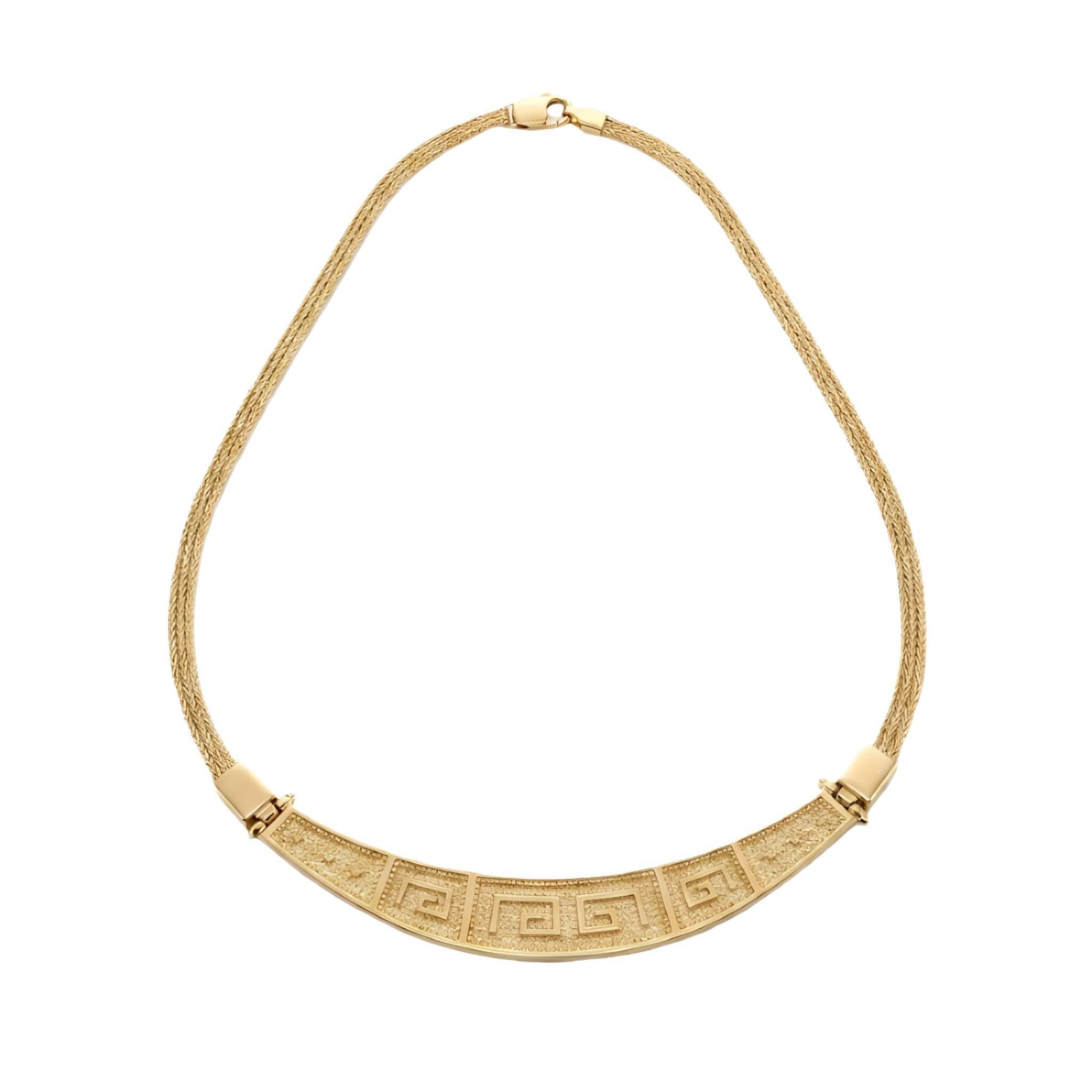 Gold Plated Necklace – Greek Key Jewelry with Byzantine Chain & Layered Gold Chains