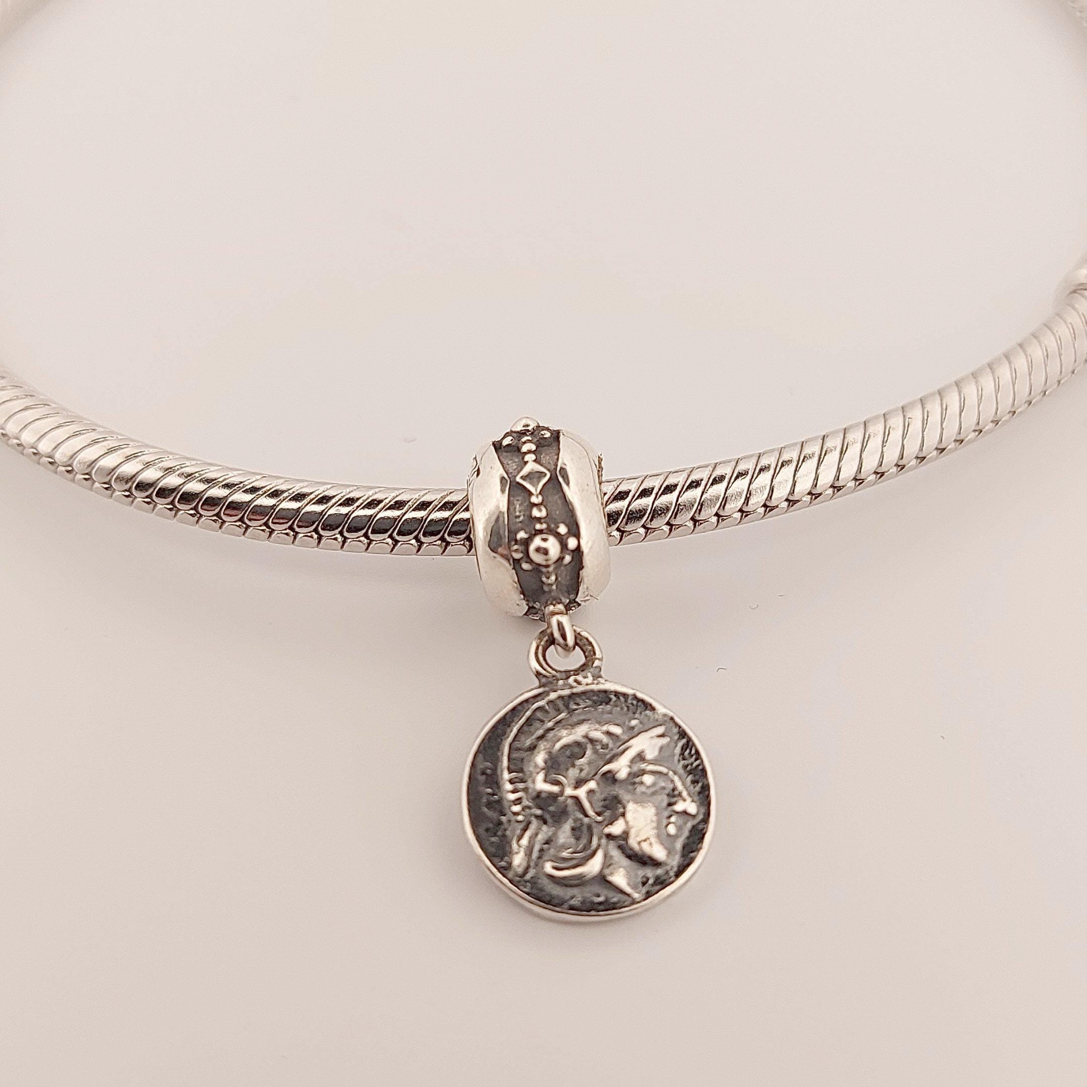 Athena Greek Goddess Charm, Silver Medallion Pendant, Fits Pandora Bracelets