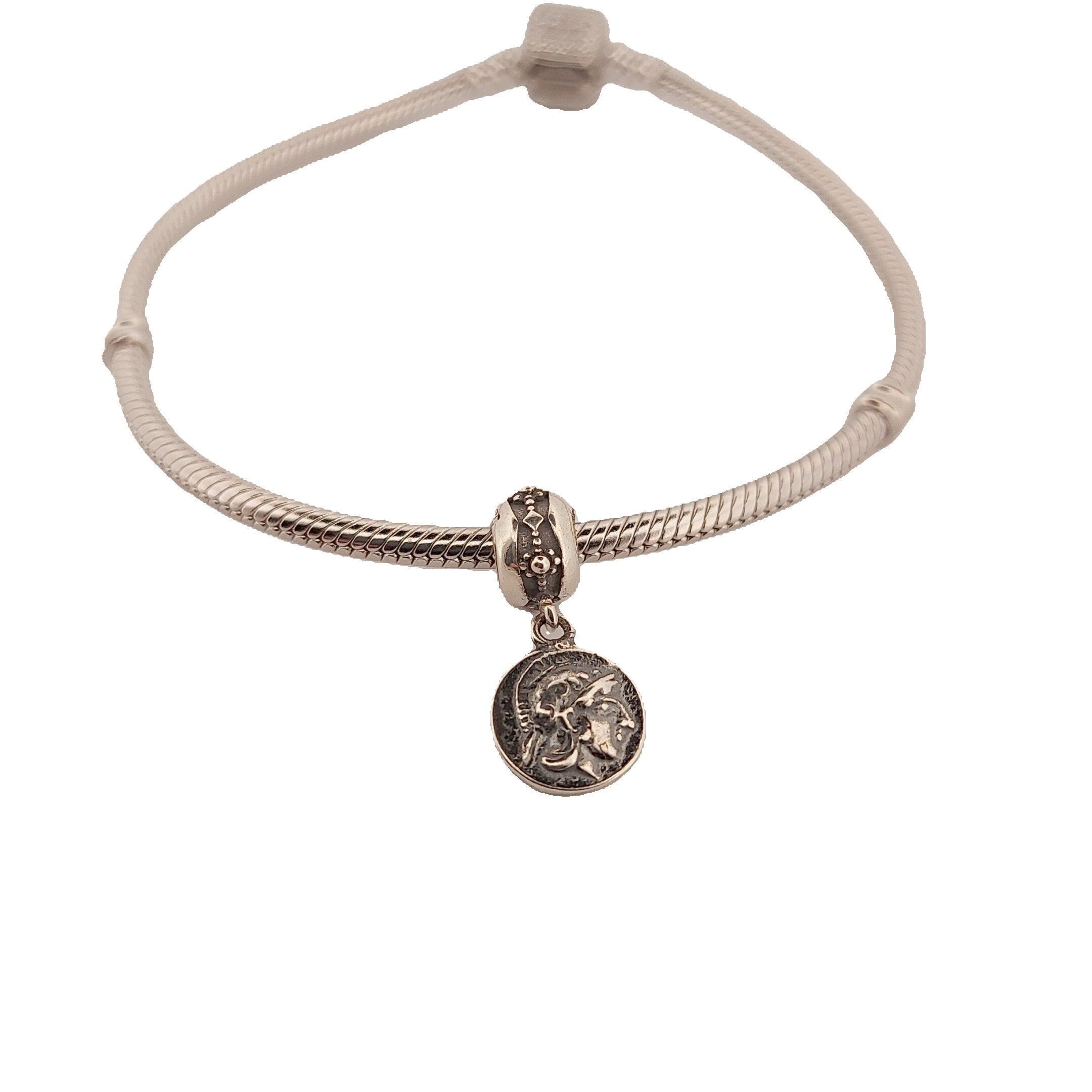 Athena Greek Goddess Charm, Silver Medallion Pendant, Fits Pandora Bracelets