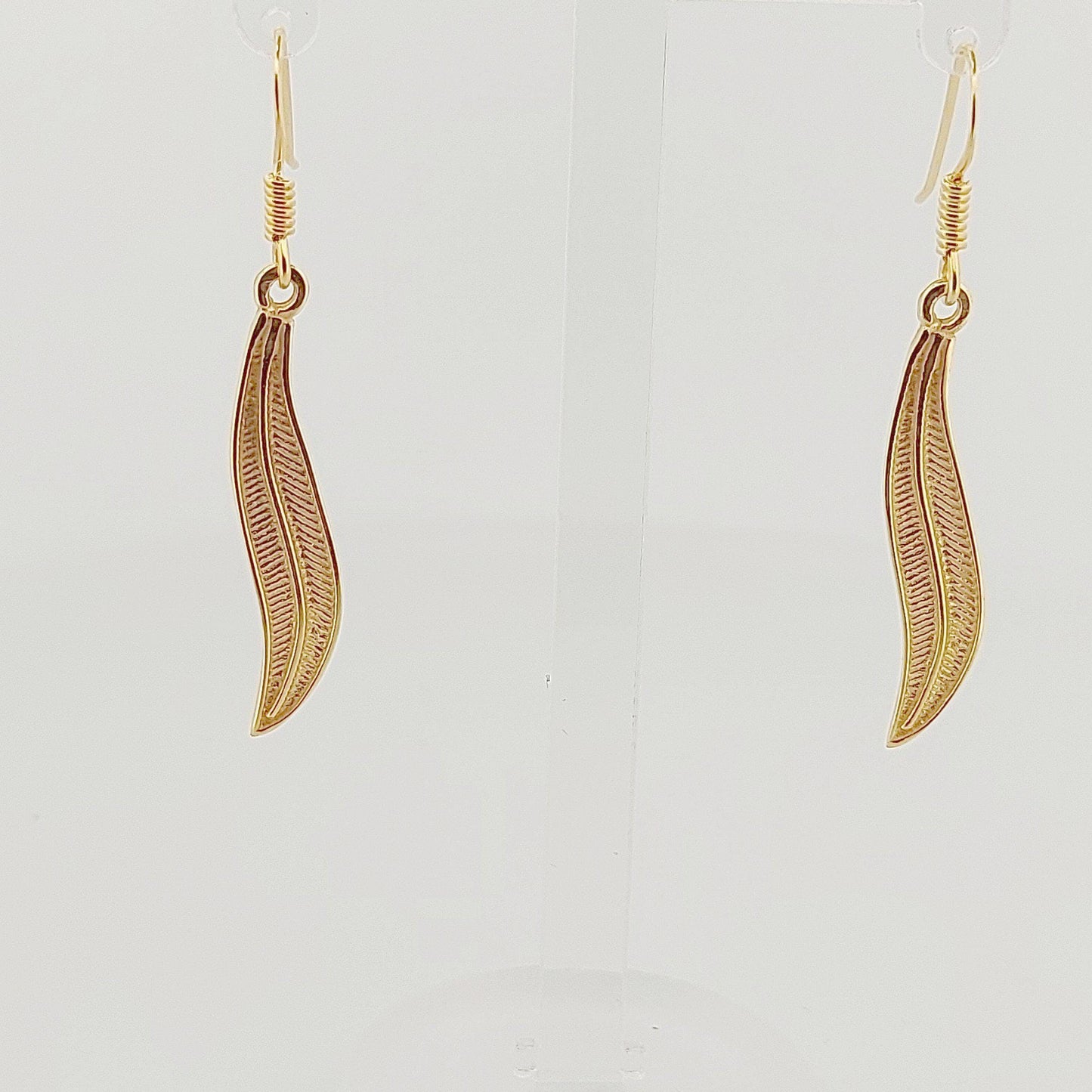 Olive Leaf Dangle Earrings, Silver Gold Plated, Ancient Greek Motif Inspired