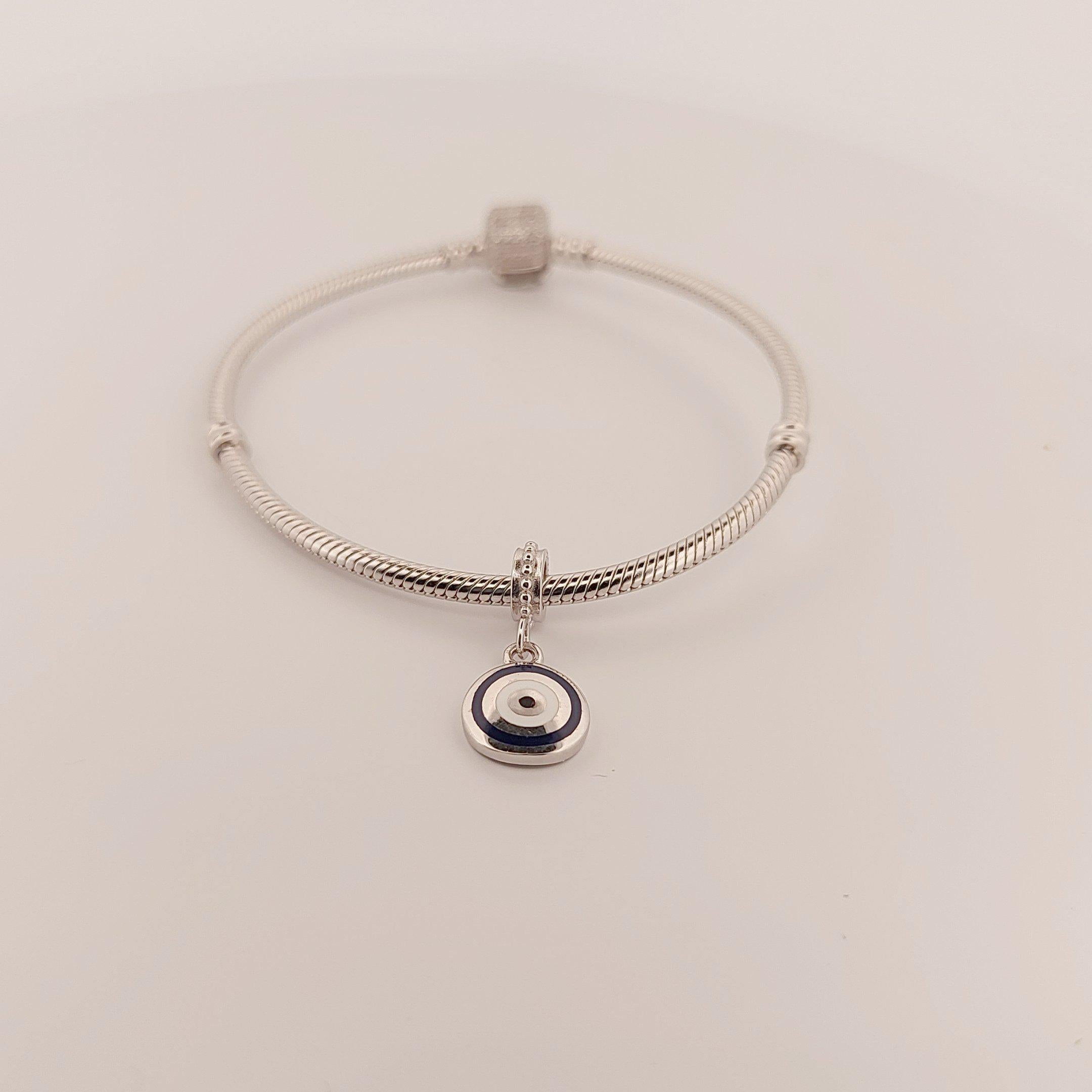 Evil Eye Charm Bead: Greek Design Silver Bracelet Charm