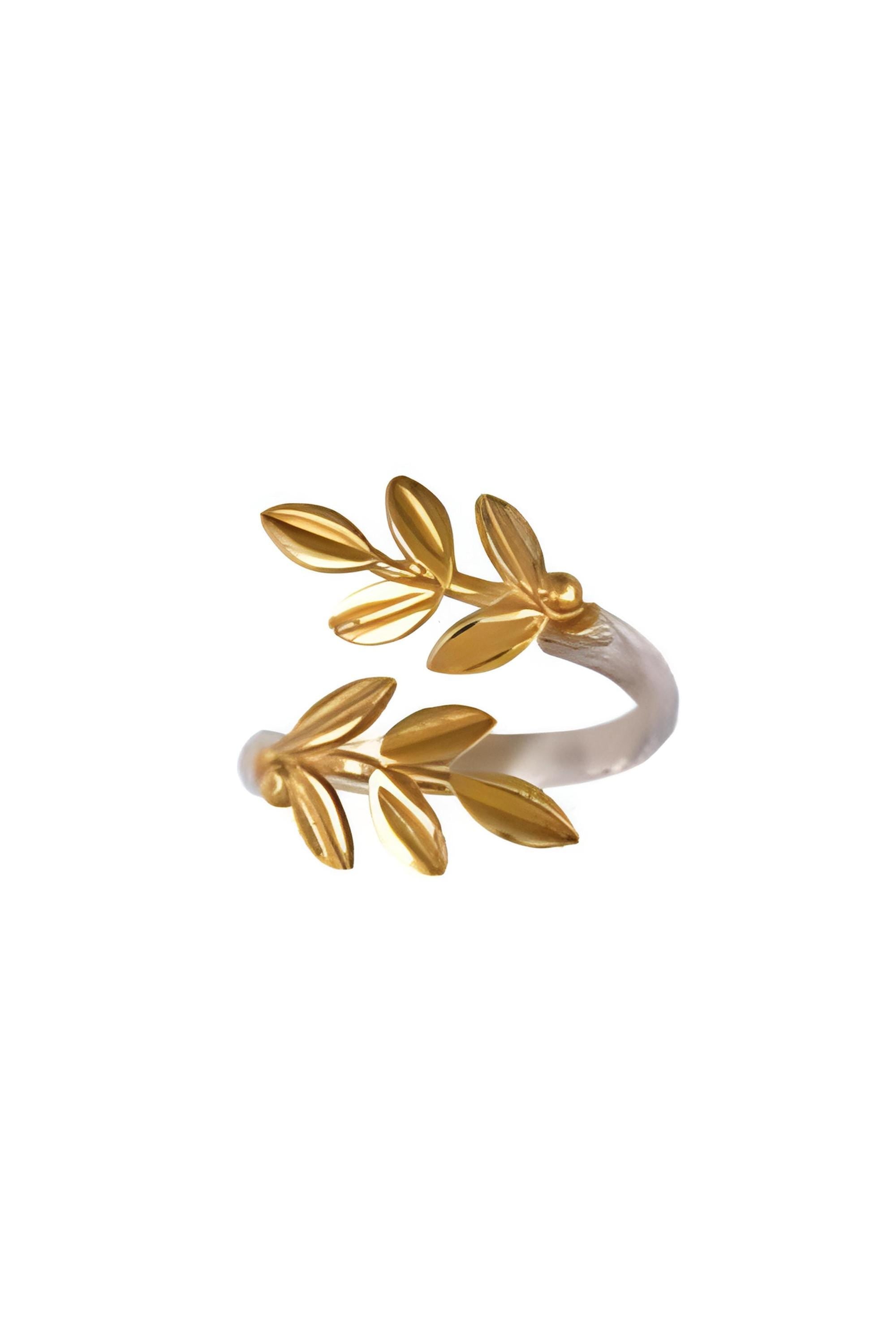 Olive Leaf Ring, Silver Gold Plated, Greek Inspired Statement Ring