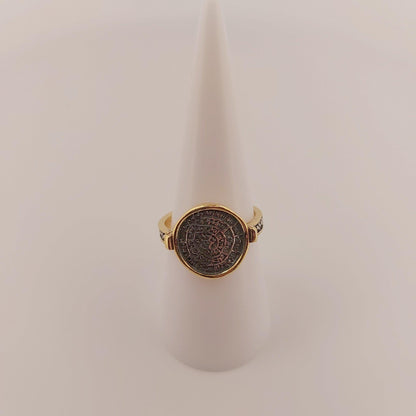 Phaistos Disc Ring, Gold Plated Ancient Greek Design, Statement Ring