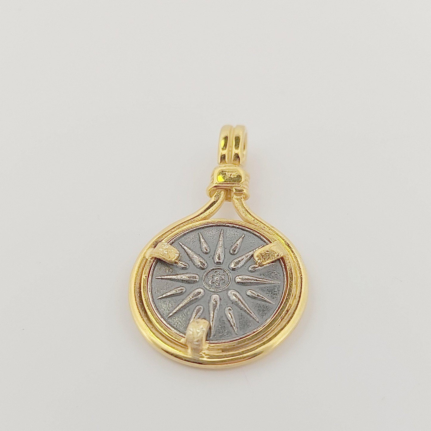 Vergina Star Pendant: Silver & Gold Macedonian Sun Medallion