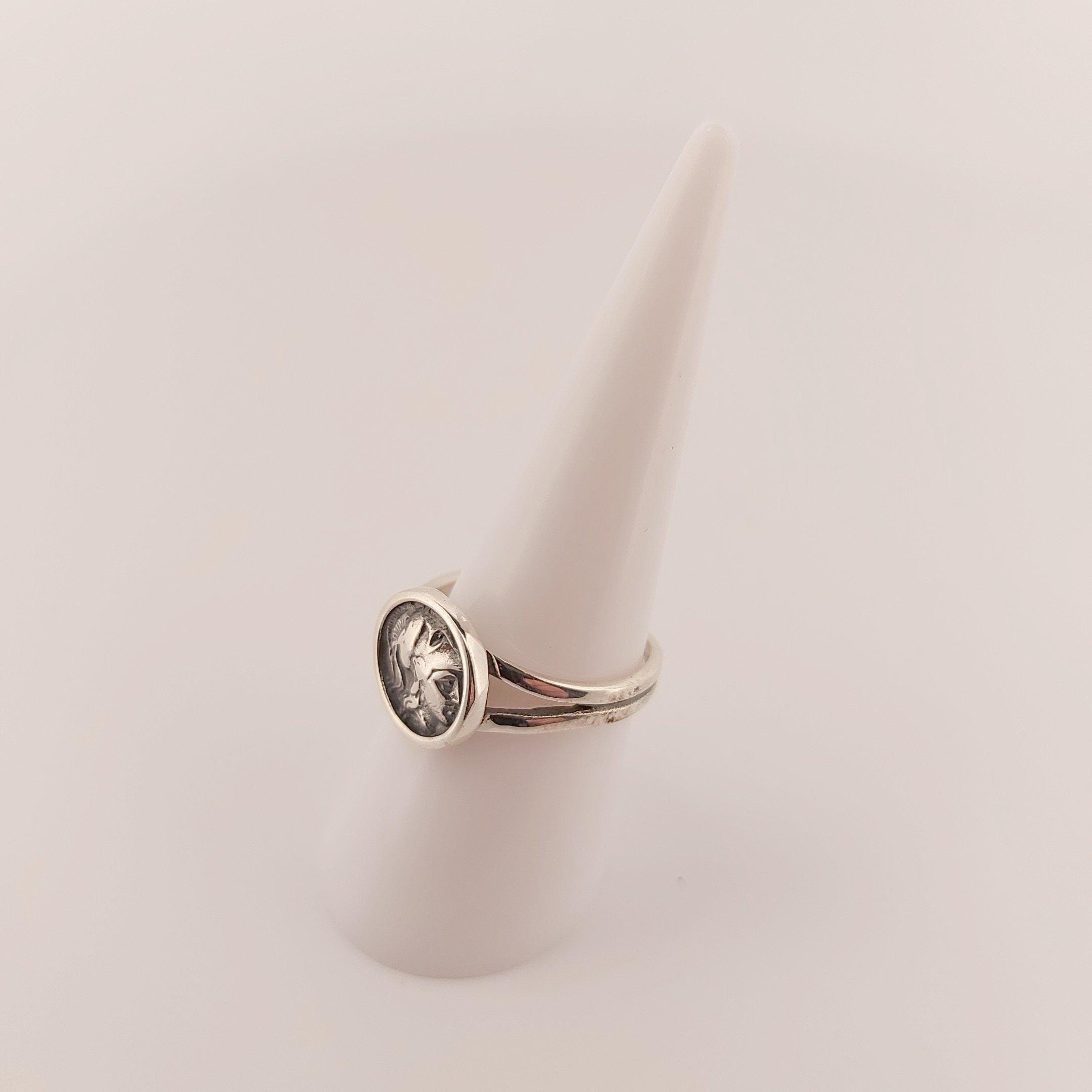Goddess Athena Signet Ring, Sterling Silver, Greek Mythology Design