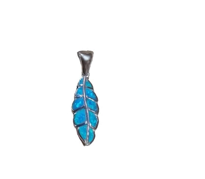Blue Opal Leaf Pendant, Leaf charm Inspired by Greek Design