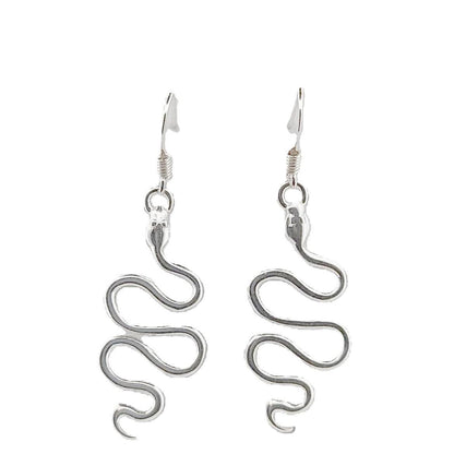 Sterling Silver Snake Dangle Earrings: Mythological Serpent Design