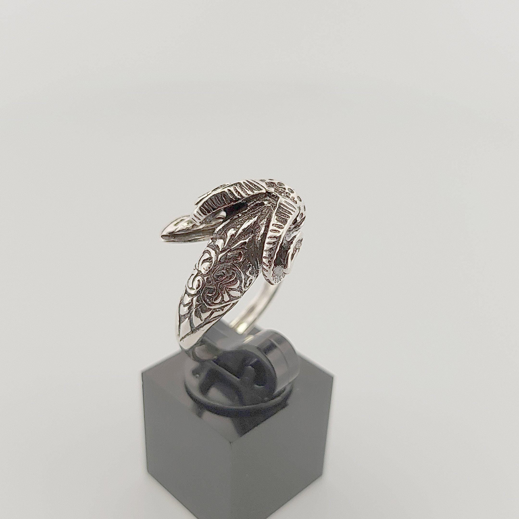 Silver Ram Head Ring: Adjustable Greek Mythology Statement Ring