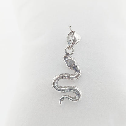 Sterling Silver Snake Pendant: Greek Serpentine Design, 2 inch Charm