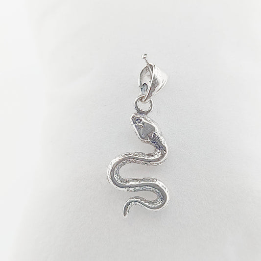 Sterling Silver Snake Pendant: Greek Serpentine Design, 2 inch Charm
