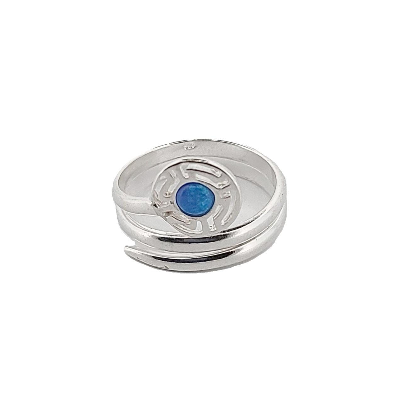 Greek Key Opal Silver Ring, Meander Design Statement Ring