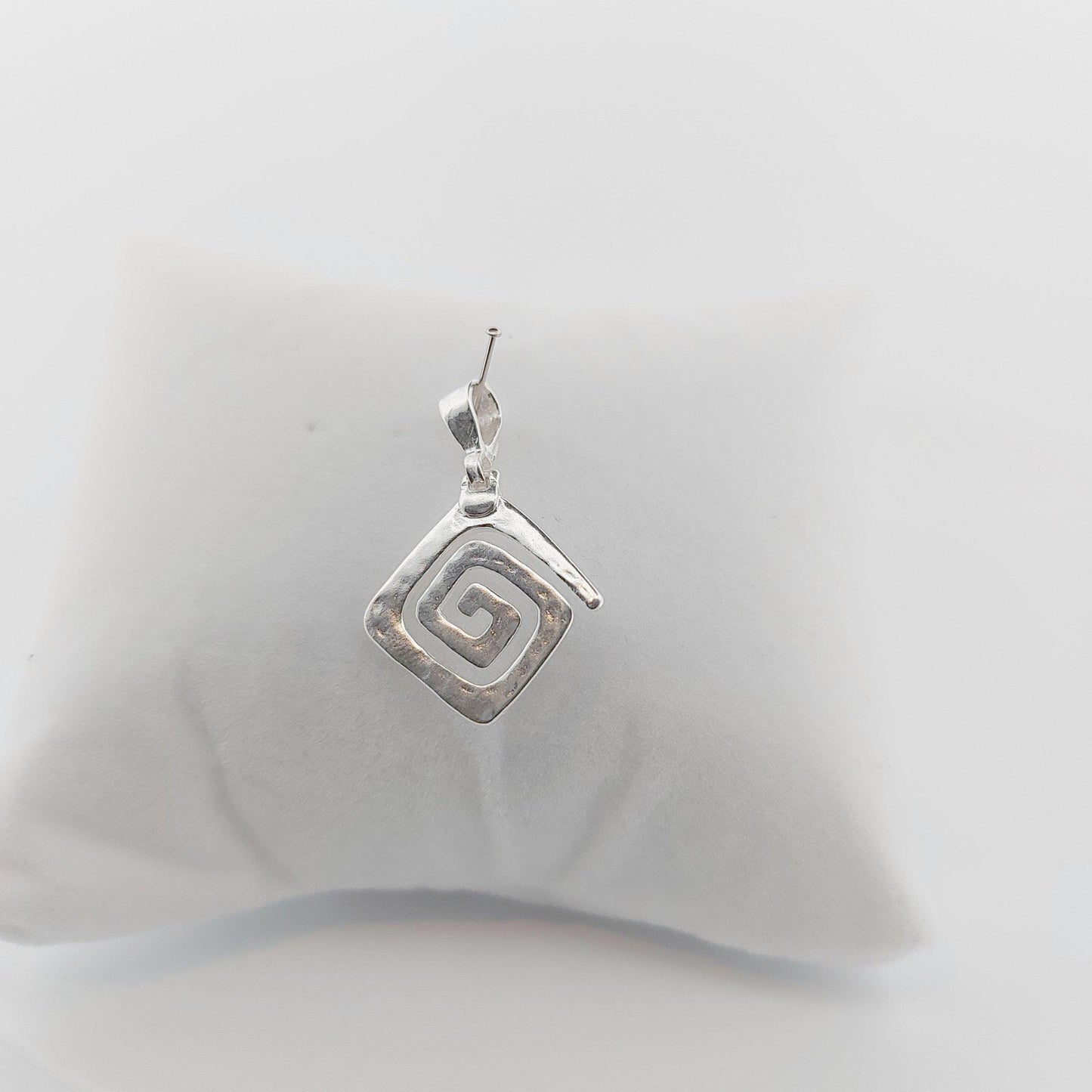 Sterling Silver Greek Key Pendant: Meander Design Charm