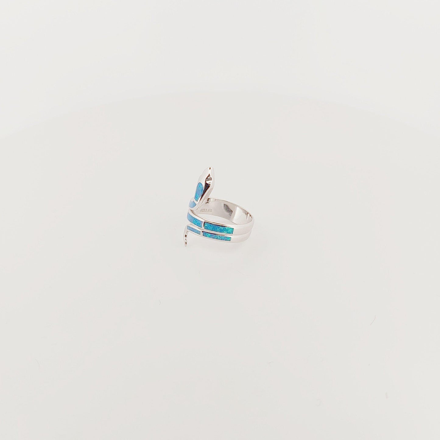 Snake Ring, Blue Opal, 925 Sterling Silver, Greek Mythology Design