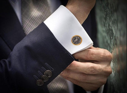 Athenian Owl Coin Cufflinks: Gold & Silver Plated, Ancient Greek Design