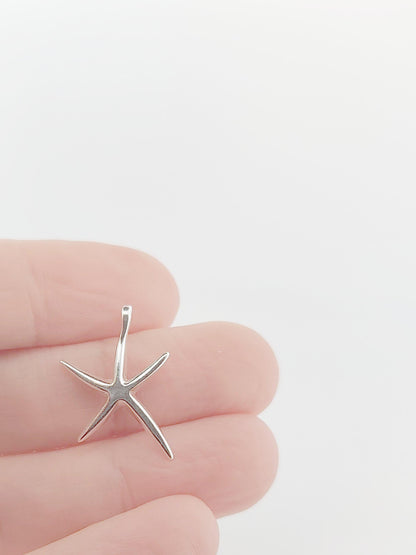 Sterling Silver Starfish Pendant, Nautical Beach Jewelry