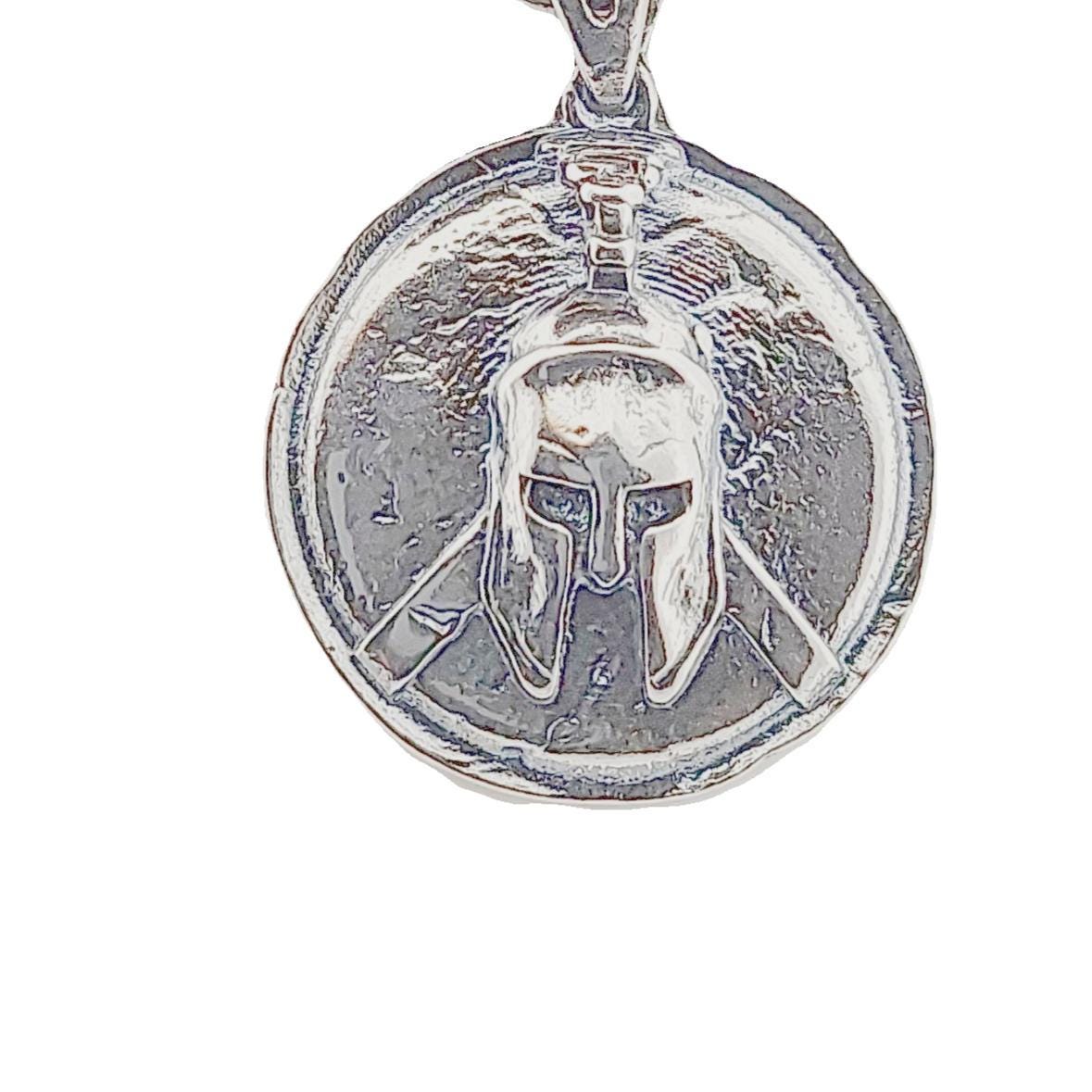 Silver Spartan Warrior Pendant: Ancient Greek Helmet Charm
