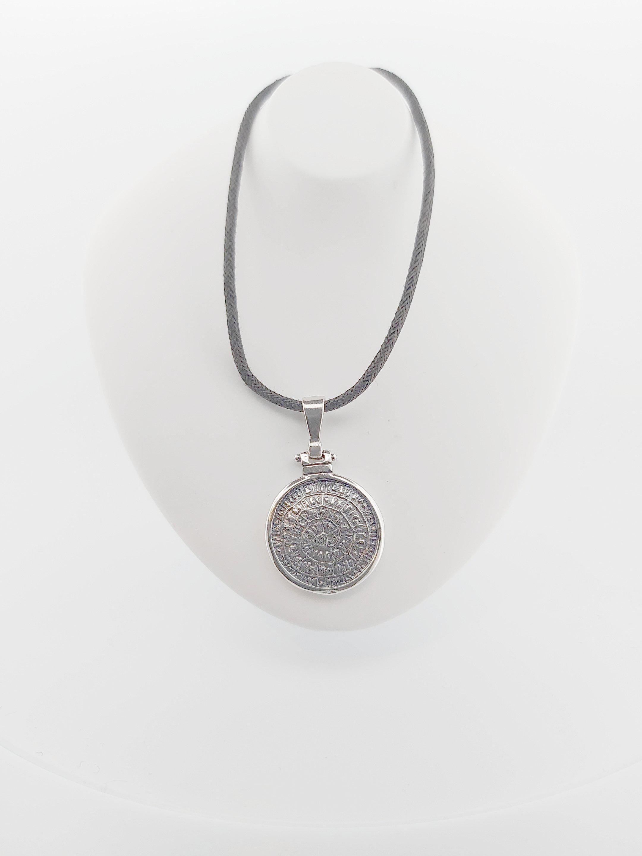 Sterling Silver Phaistos Disc Pendant: Ancient Greek Historical Necklace