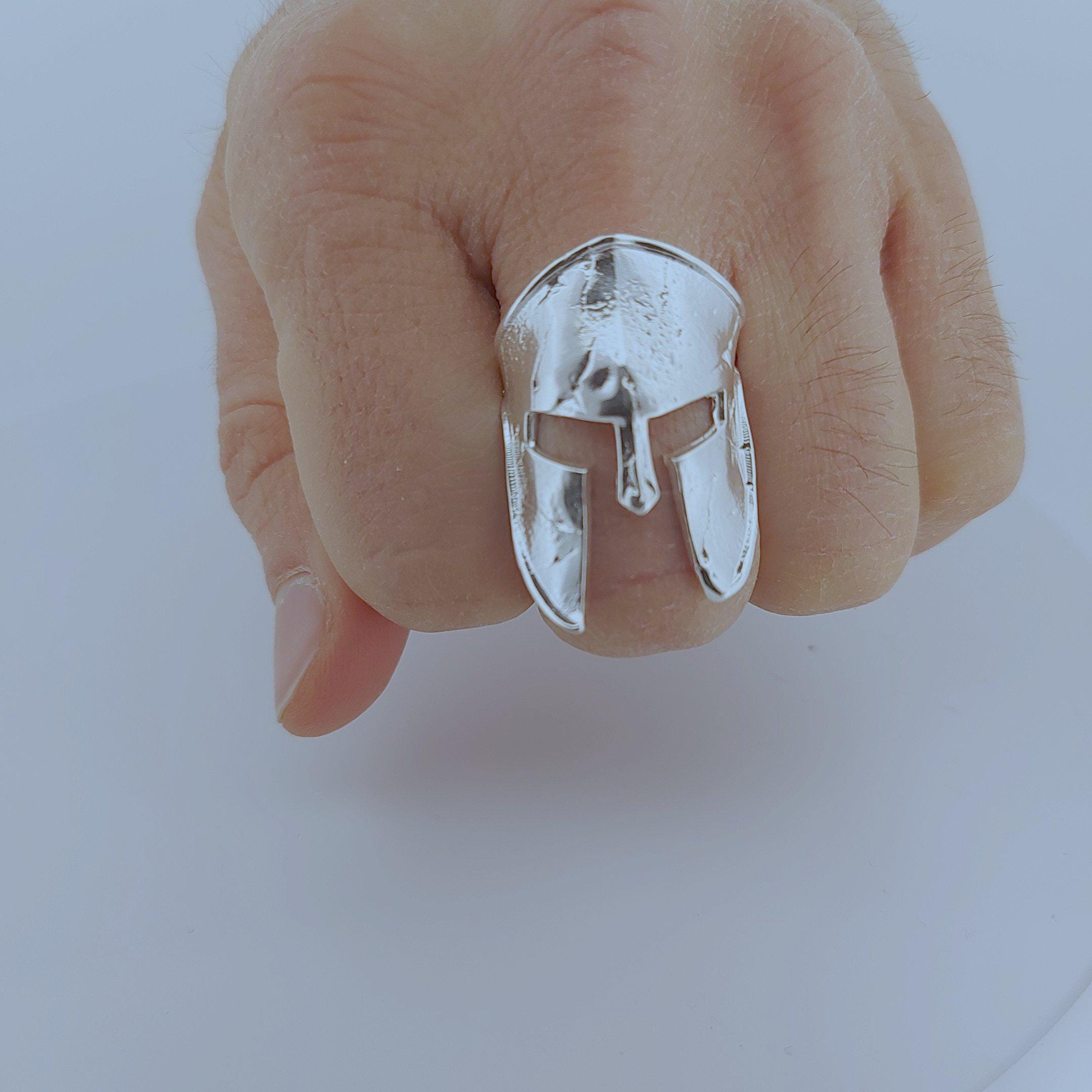 Men's Spartan Warrior Helmet Ring, Sterling Silver, Ancient Greek Design