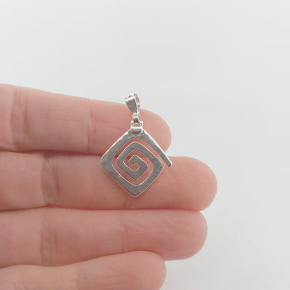 Sterling Silver Greek Key Pendant: Meander Design Charm