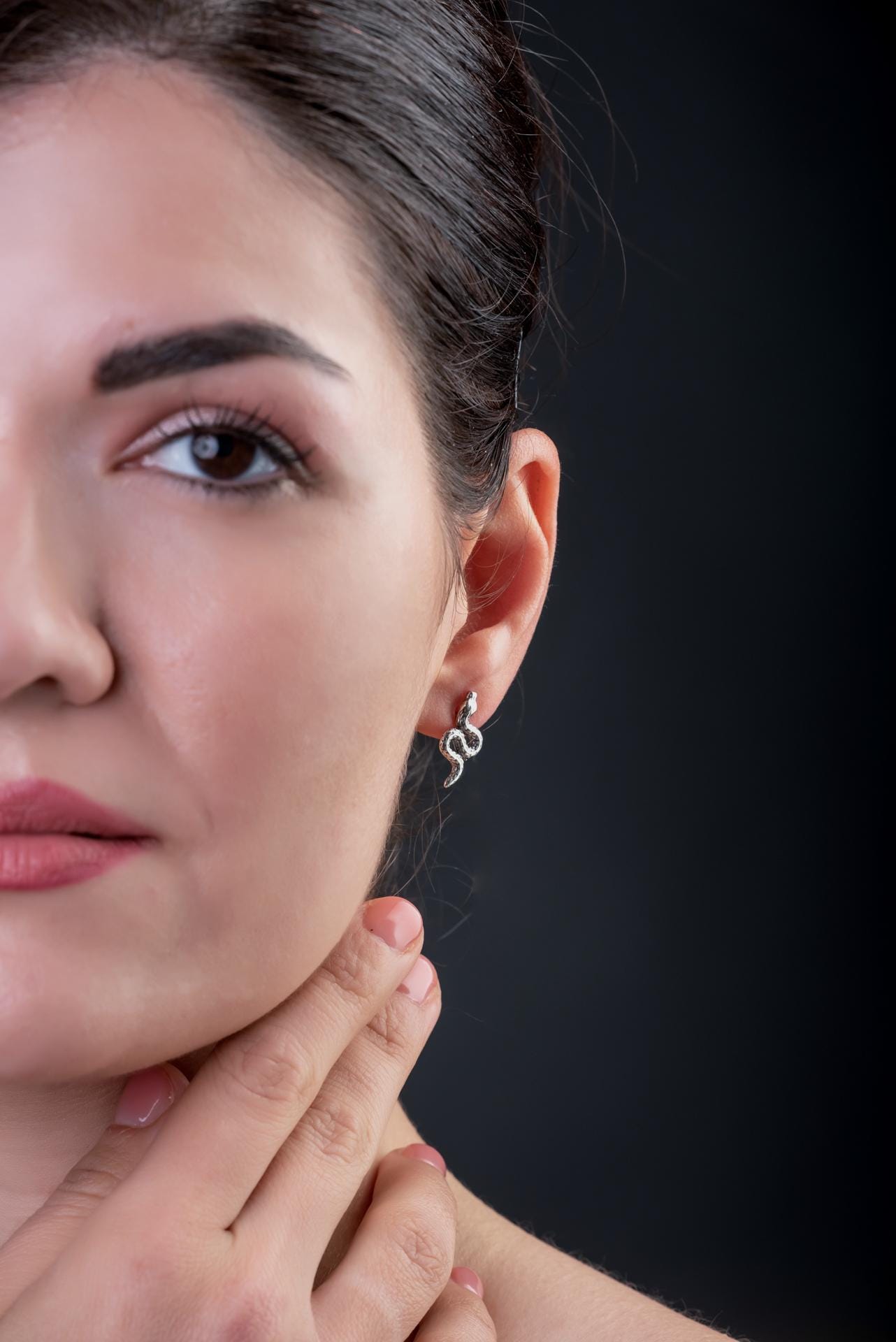 Sterling Silver Snake Stud Earrings: Greek Mythology Serpent Design