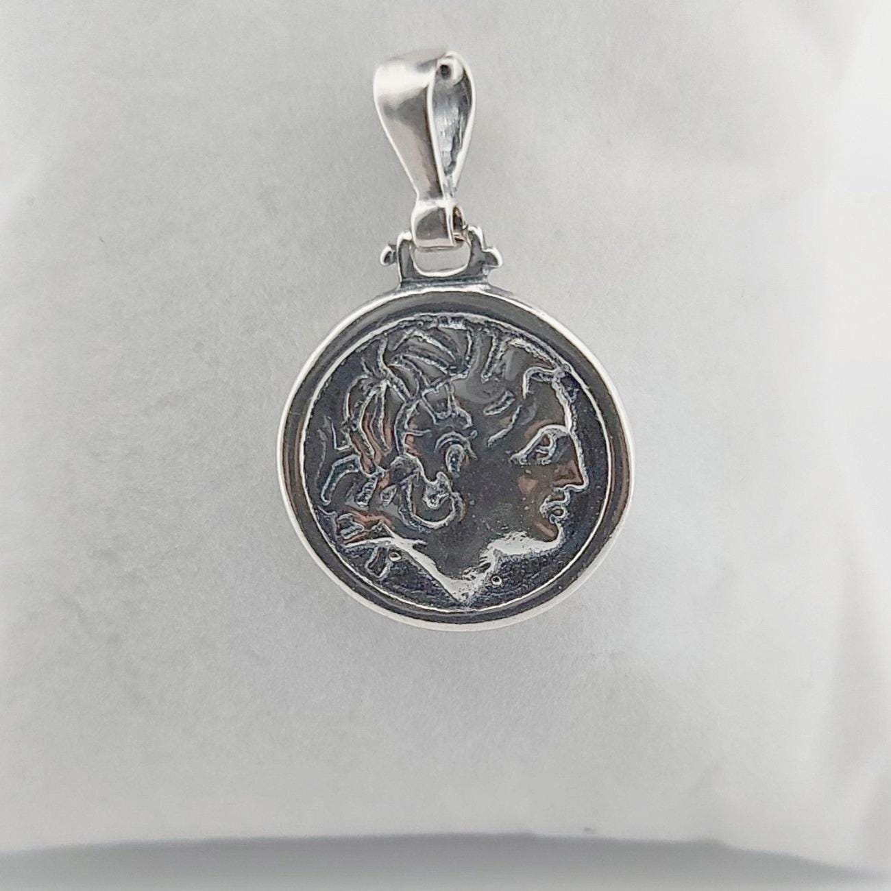 Ancient Greek Coin Alexander the Great Sterling Silver 925 Pendant