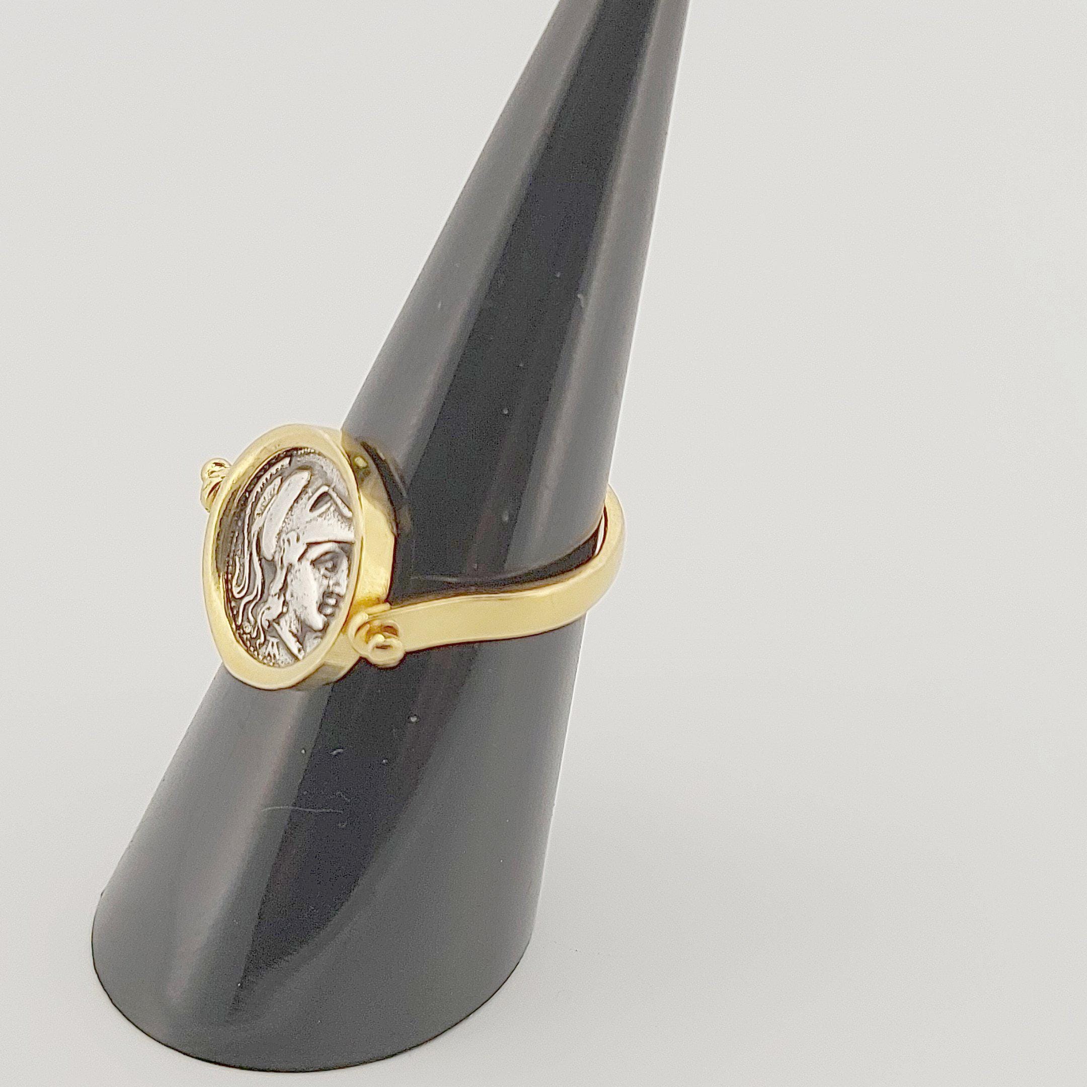 Goddess Athena Ring, Gold Plated Statement Coin Ring