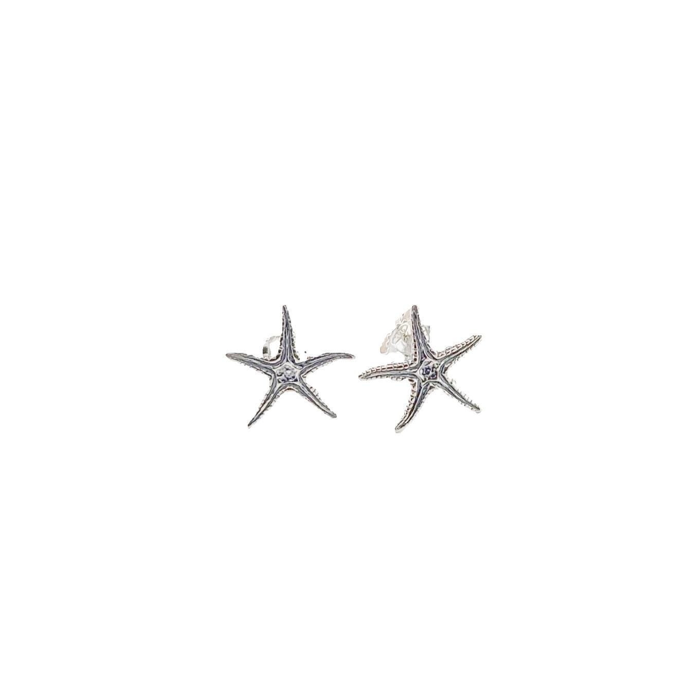 Sterling silver starfish stud earrings jewelry
