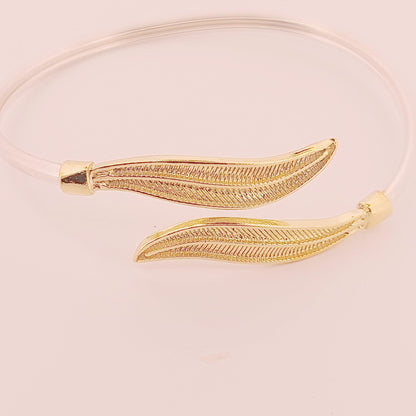 Gold Plated Olive Leaf Bangle Bracelet: Greek Inspired Design