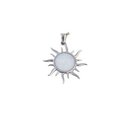Sterling Silver Sun Pendant: White Opal Inlay, Greek Inspired
