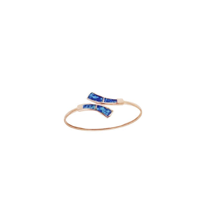 Blue Opal Bracelet, Silver Bangle, Greek inspired Design
