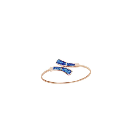 Blue Opal Bracelet, Silver Bangle, Greek inspired Design